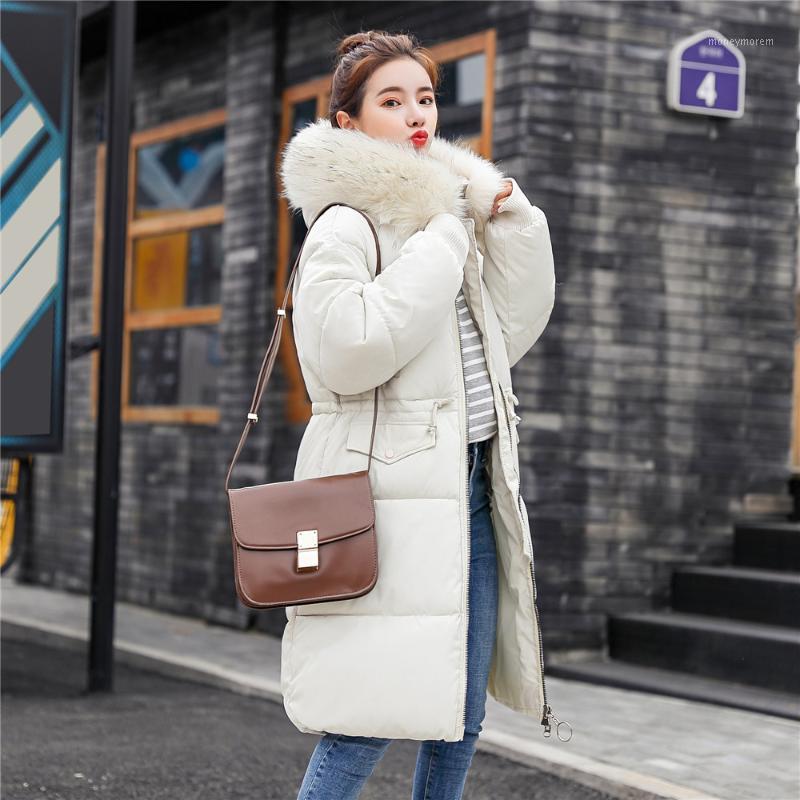 

Women Winter Casual Fashion Pure color Outwear Cotton-Padded Jackets Pocket Fur Hooded Long Coats M08281, Army green