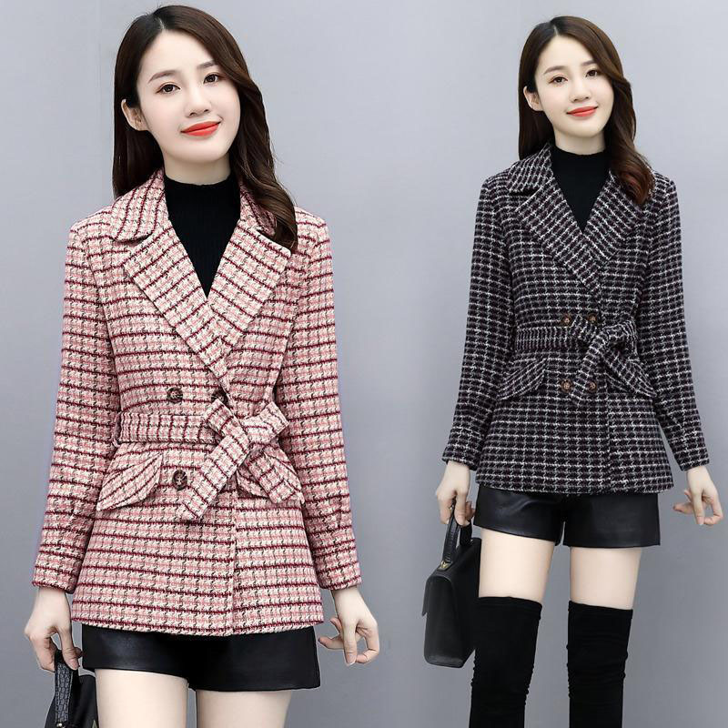 

Women's Coat Autumn Korean Fashion Short Trellion Wool Outwear Female Office Casual Elegant Jacket Top R649 T4lw, Haig