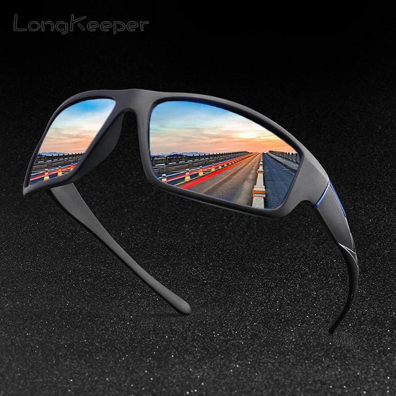 

LongKeeper Polarized Sunglasses Men Women Brand Designer Driving Square Black Frame Sun Glasses Male Sports Goggle UV400 Okulary
