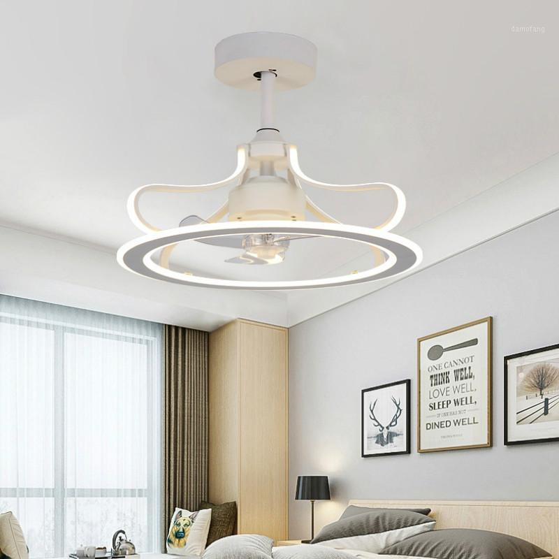 

LED Modern Ceiling Fan Light Invisible Bedroom Living Room Ceiling Fan Light Dining Room Celing with1