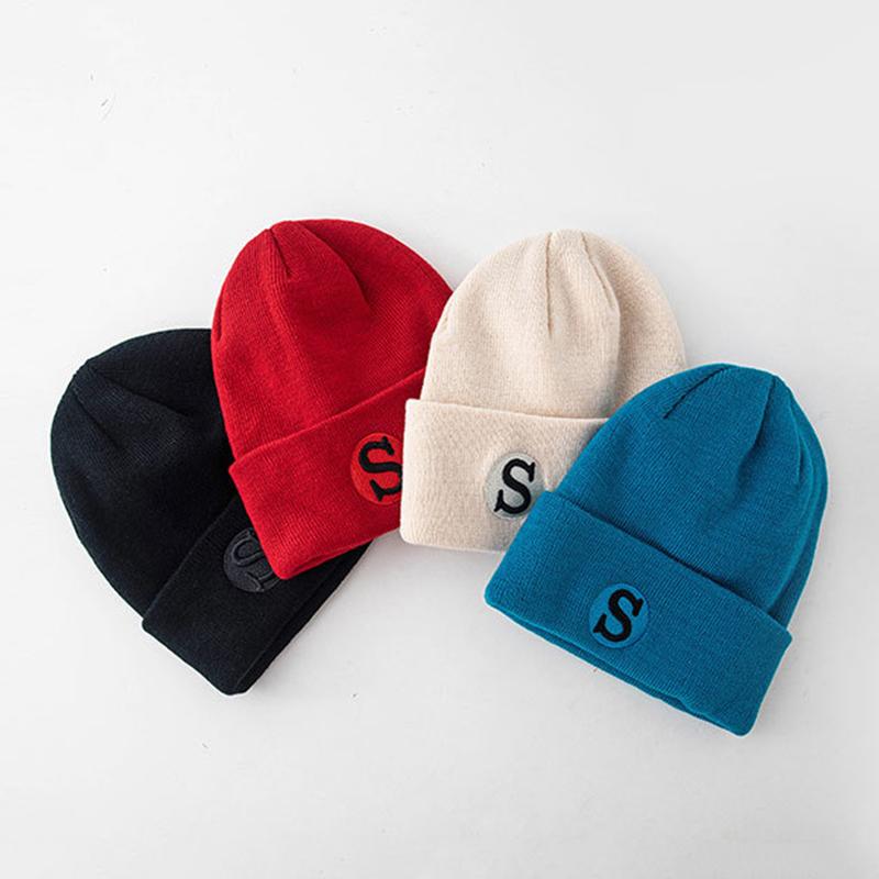 

Winter Women Hat Letter Embroidery Beanie Female Girls Outdoor Keep Warm Ski Cap, Blue