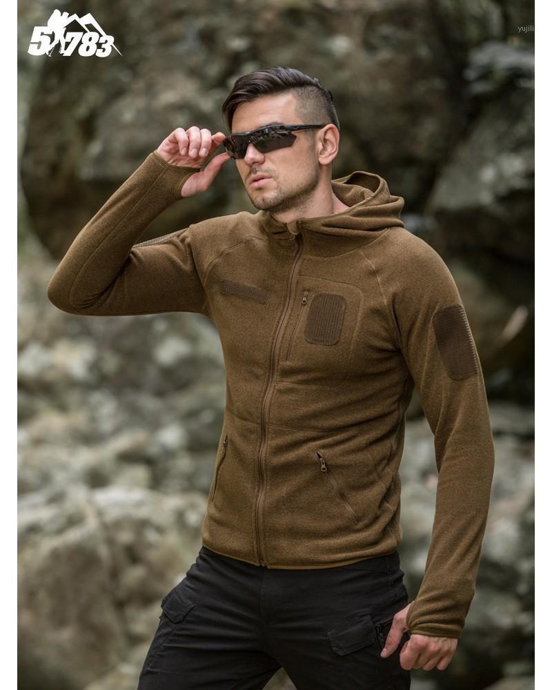 

Outdoor Tactical Fleece Jacket Spring Autumn Warm Cardigan Hooded Coat Tops Men Sport Riding Hiking Windproof Thermal Jackets1, Brown