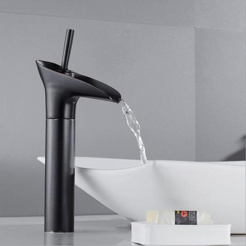 

Single Lever Waterfall Bathroom Basin Faucet Wine Glass Style Brass Antique Hot And Cold Bathroom Sink Mixer Taps