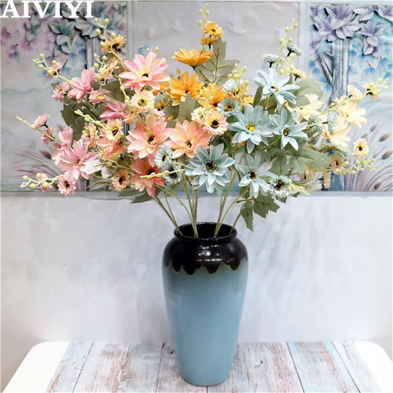 

Artificial flower single branch Dahlia branch home Christmas decoration DIY wedding bouquet road lead flower wall plant fake flo1, Blue