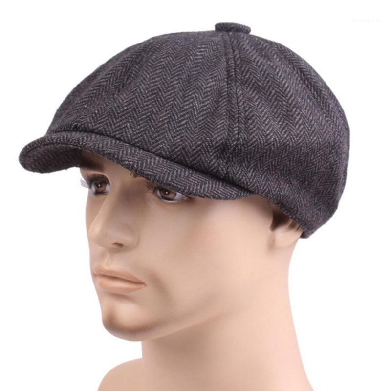 

1pc Fashion Winter High Quality Warm Cotton Beret Men Painter Hat European And American Newsboy Hat For Men Christmas Gifts1, Dark grey
