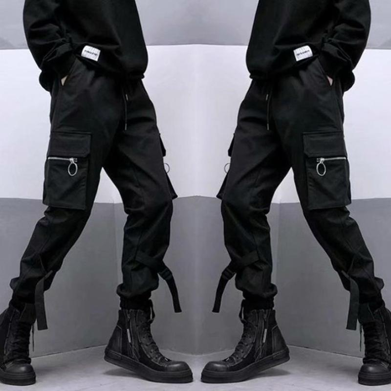 

Men's Pants Hip Hop Japan Techwear Cargo Men Woman Loose Joggers Hippie Oversize Jogging Trousers Mens Designer Clothes Spring Zipper, Black