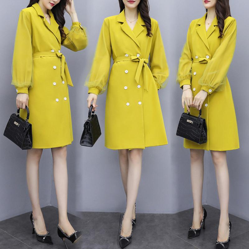 

Pure Colour Trench Coat For Women Korean Fashion Belt Windbreaker Double Breasted Coat Femlae Loose Overcoat Clothes Coats, Black