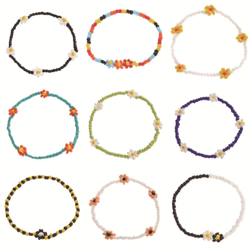 

Charm Bracelets 10 Colors Korean Cute Flowers Daisy Bracelet Bohemian Fashion Acrylic Bead Stretch Bangle For Women Girls Gift