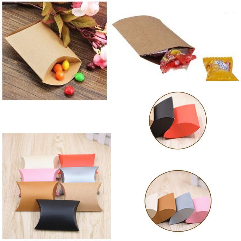 

10pcs/set Candy Box Gift Birthday Supply Pillow Shaped Chic Colorful Kraft Paper Sweet Case Present Pouch Wedding Favors1