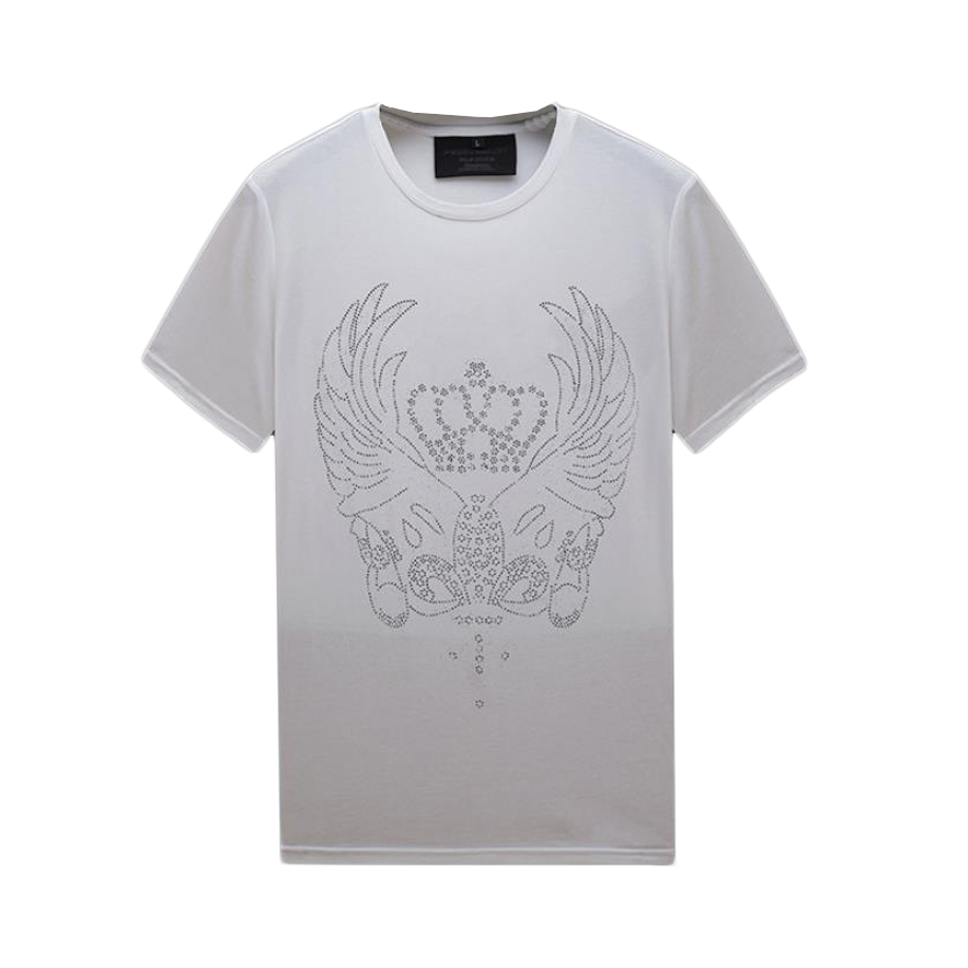 

Hot Rhinestone T-shirts Mens Short Sleeves Crew Neck - Fashion Pullover Shirts Women Unisex for Summer Casual, White, 87