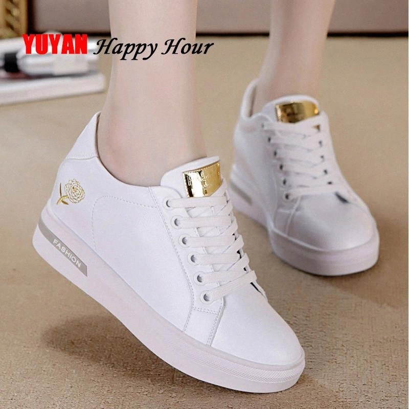 

6cm Height Increasing Shoes Women Sneakers 2019 Wedges White Shoes Casual Women Fashion Ladies Sneakers A1139 #RK8u, Gold
