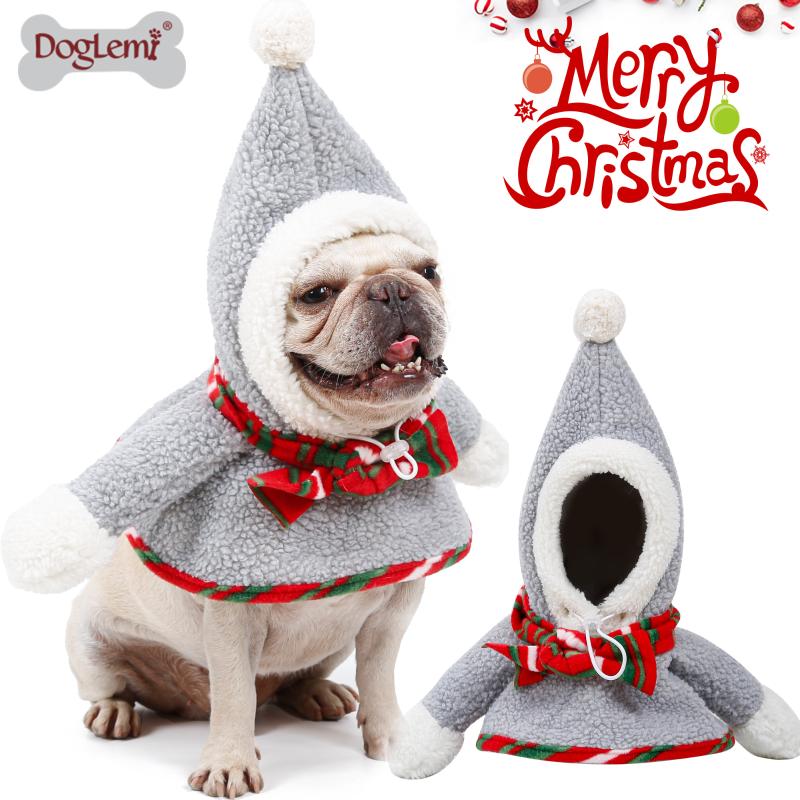 

Christmas Snowman Look Dog Clothes Poncho Warm Hoodie for Small Pets, Grey