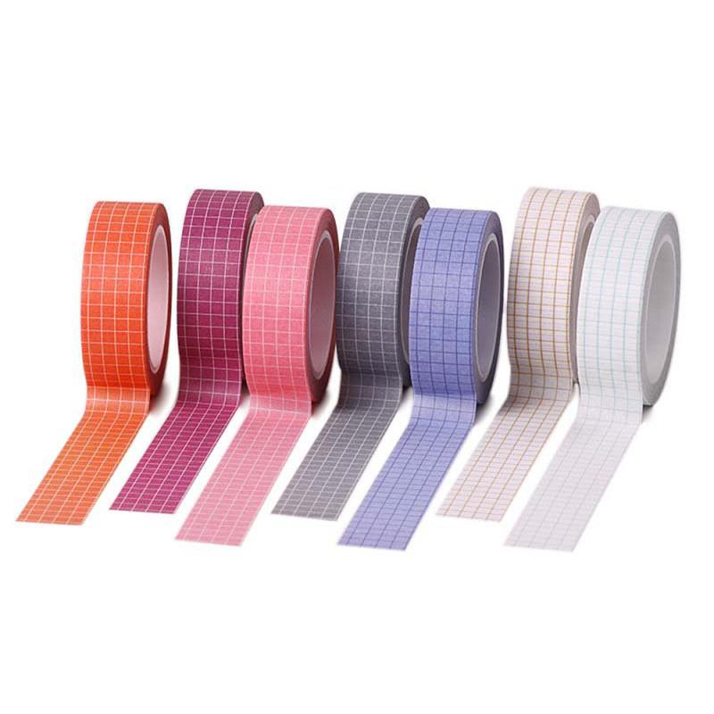 

1PC Square Grid Printed Masking Tape DIY Hand Account Photo Decoration Stickers