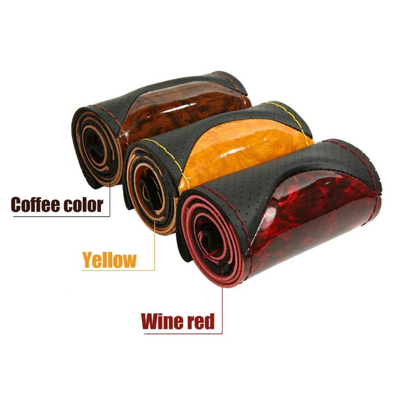 

Braid On Steering Wheel Car Steering Wheel Cover With Needlework Accessories Microfiber leather Diameter 38cm cover