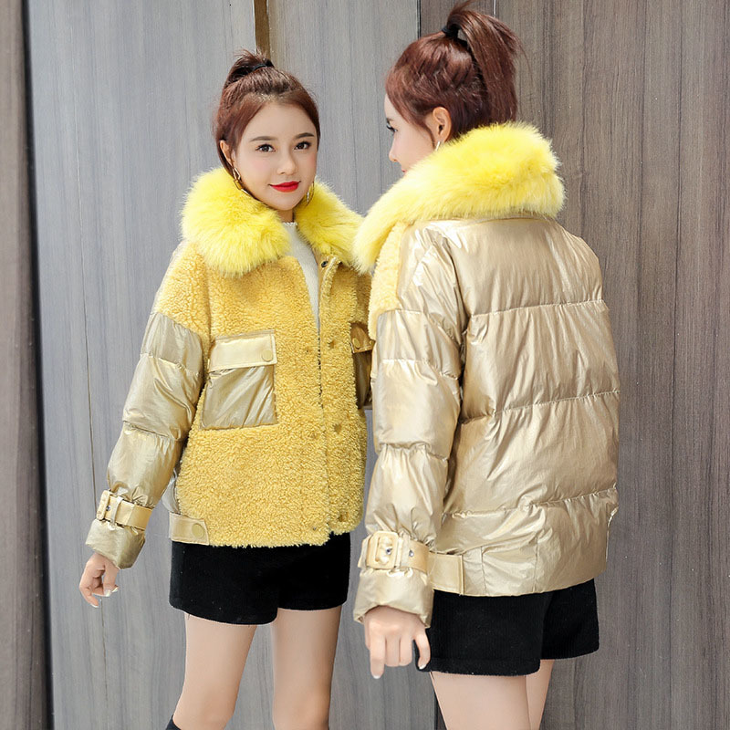 

Winter Lamb Lustrous Female Hair Coat Sew Short Cotton Jacket Women's Fashionable Nightgown Cashmere Outerwear Women R236 6hvb, Blue