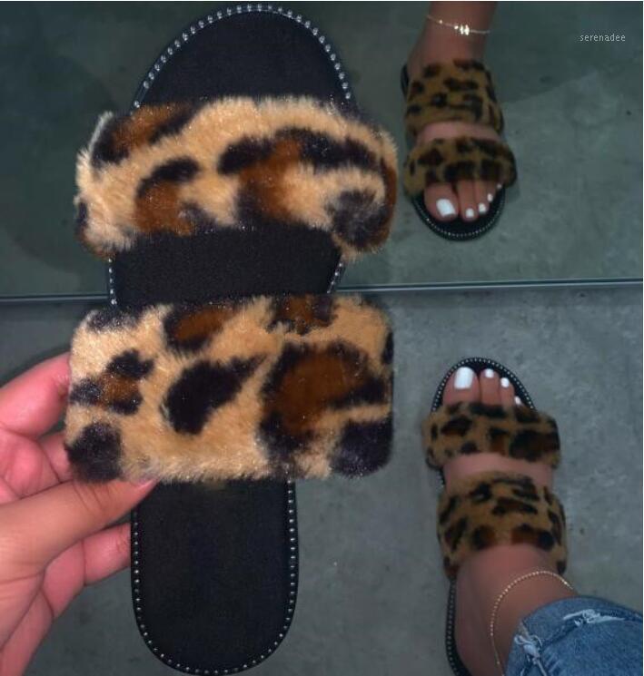 

non-slip durable sandals outdoor wild fashion beach flat flip flop fur ms Spring /summer new 2020 women home furry slippers1, Blue