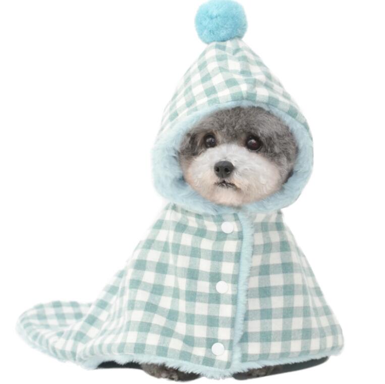 

Dog/Cat Cotton Blanket with Hat, Washable Pet Fluffy Cloak Cute Plaid Clothing for /Medium Puppy, Warm & Soft Dog Sleep Mat Towel