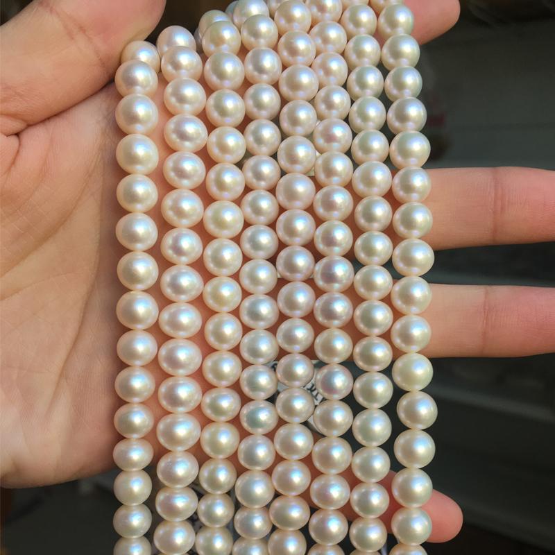 

Freshwater Pearl Necklaces Round Shape with Size 8-9mm Perfect Luster Loose Pearl Strands Diy Fine Jewelry