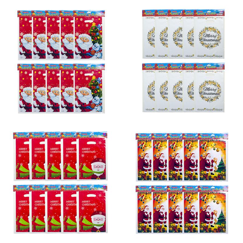 

Christmas PVC Disposable Tote Bag 10pcs Santa / Santa Claus Christmas Tree / Claus Wreath Tote Bag