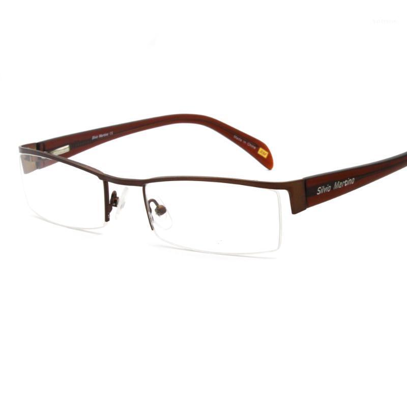 

Classic Design Half Frame Men Stainless Steel Eyeglasses Optical Frames With Spring Hinge SM40181