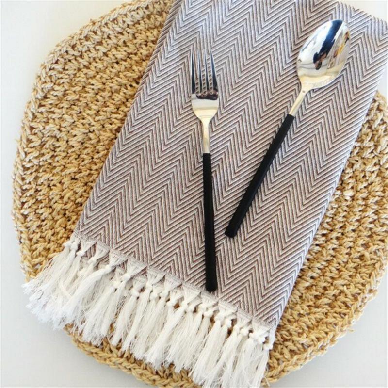 

Hand-made Tassel Napkin Cotton Yarn Dyed Dish Towel Cleaning Cloth Multi Towel Dishtowel Kitchen1