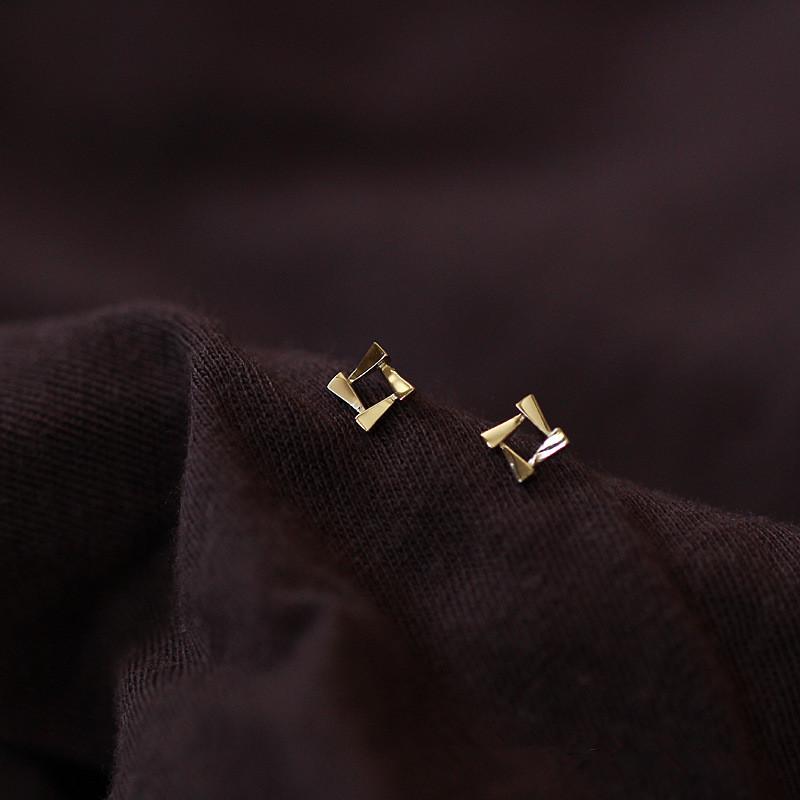 

925 Sterling Silver Geometric Diamond 14k Gold Earrings Women Korean Style Cold Noble Student Jewelry Friendship Gift