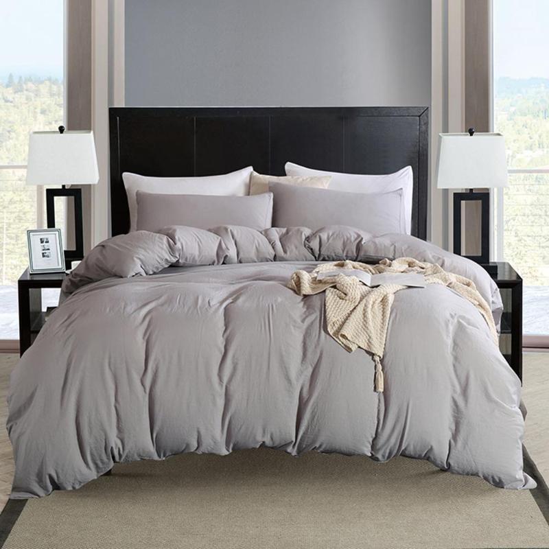 

Pure Color Cotton Comforter Bedding Set Queen King Bed Set Home Case Cover Pillow Quilt Bedclothes Sets Textile Cover Home Duvet1, White