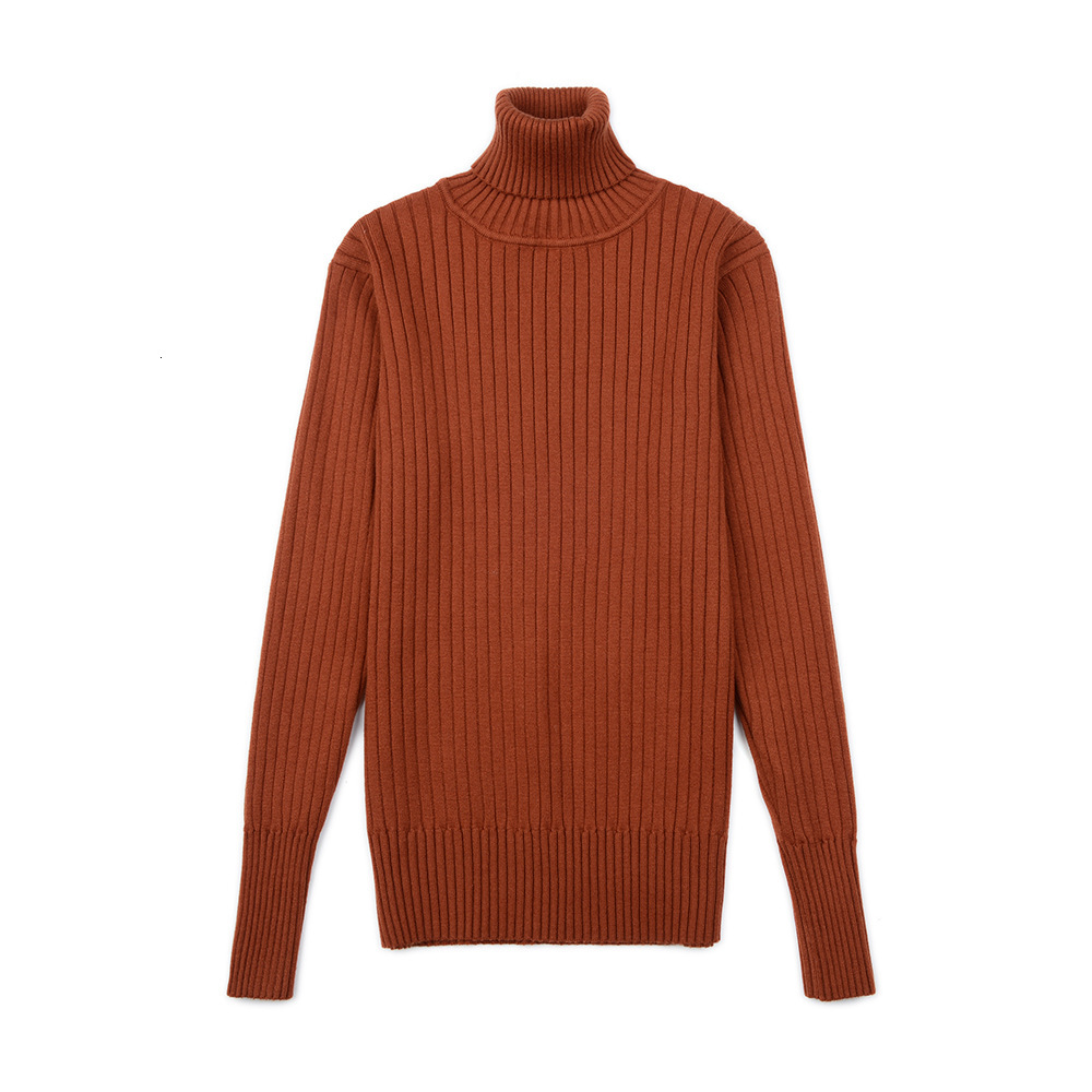 

2021 New Basic Ribbed Turtleneck Women High Neck Knitted Sweater Pullovers with Thumb Hole Fall Autumn Winter Jumper Top W5pd, Dark orange