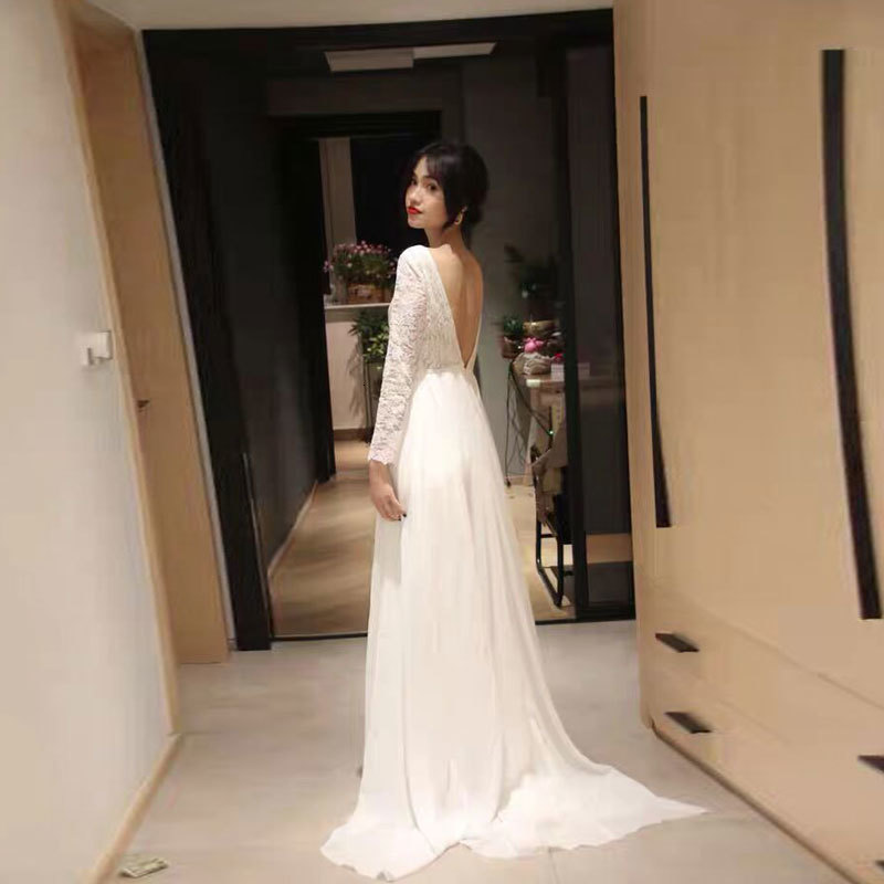 

2021 New Robe Mari e Beach 1087.bride to Be Elegant Dressed a Long Wedding Bride Dress Novia 3RMT, Ivory white