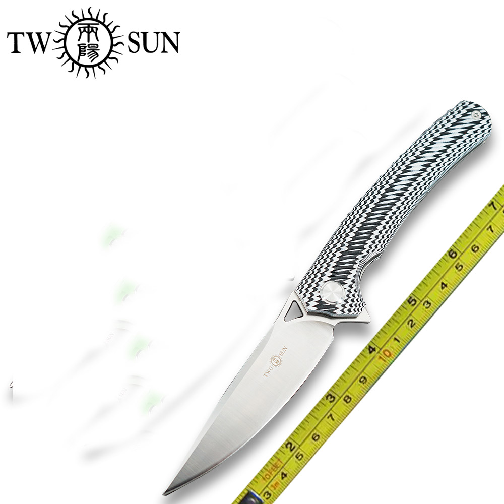 New Twosun Survival Camping G10 Ball Bearing Fast Open Folding Knife TS81-Black-G10-image-630760070