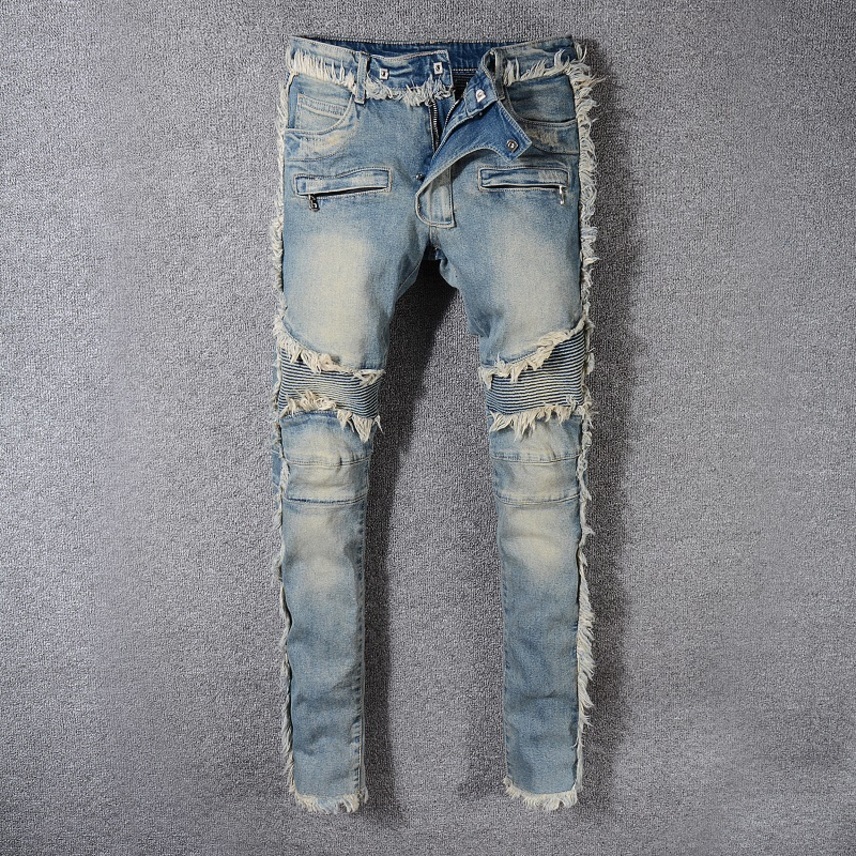 

2021 Mens jeans Distrsed Motorcycle biker digner ny Slim Ripped hole letter Top Quality Brand Hip Hop Denim, Blue