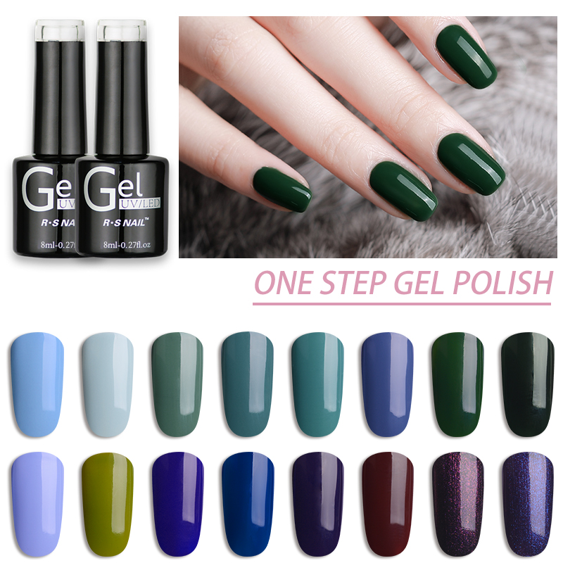 

RS Nail One Step uv color Gel Nail Polish 3 in 1 gel 120 colors #061-120 Long Lasting Varnish UV No Need Base And Top 8ml, R066