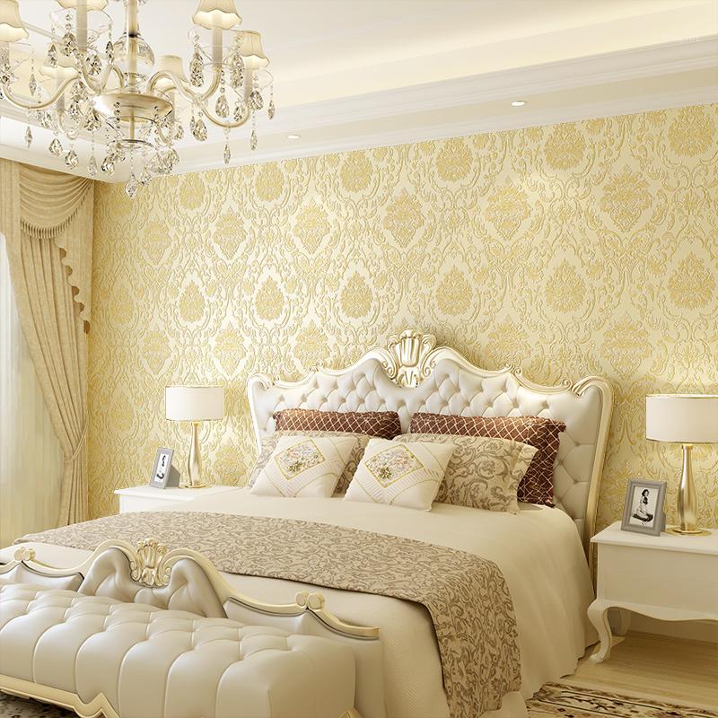 

10M Home Wallpaper Modern Fashion Non-woven Embroidery Flower Wallpaper Bedroom Background Wall Roll 5 Color1, 7001