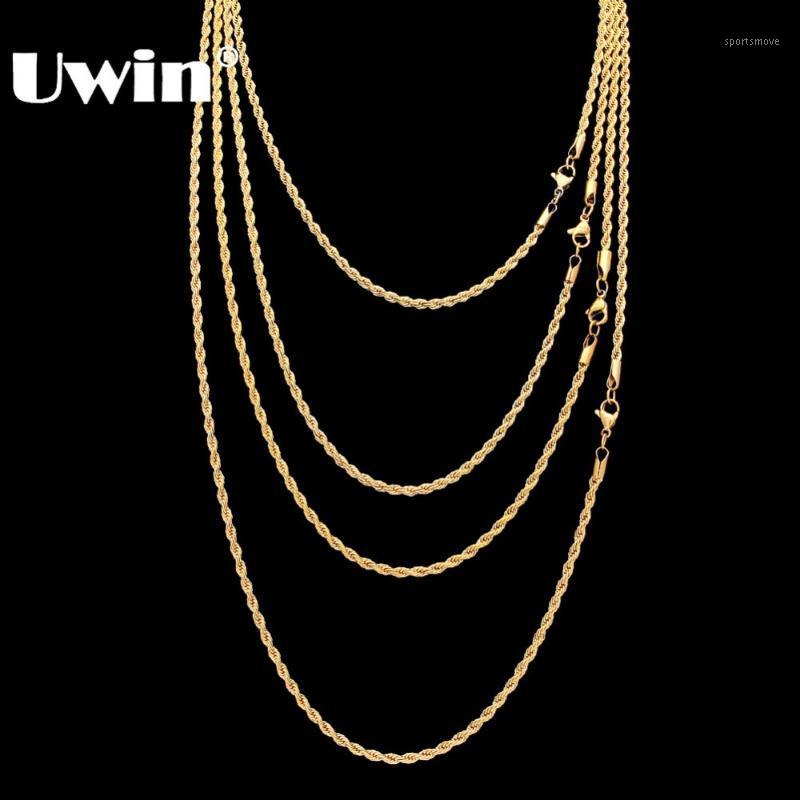 

Uwin Stainless Steel 3mm Rope Chain Necklace 18inch 22inch Gold Silver Color High Quality Hiphop Fashion Jewelry For Men/Women1