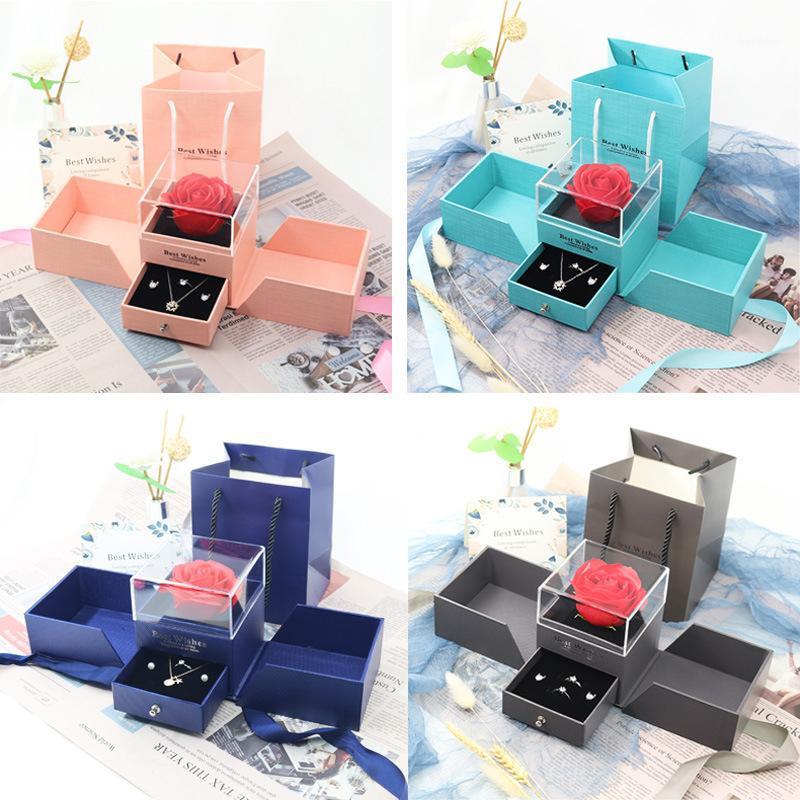

Soap Flower Rose Jewelry Box Necklace Ring Lipstick Makeup Storage Gift for Mother Girlfriend Valentine's Day Gift Surprise Box1