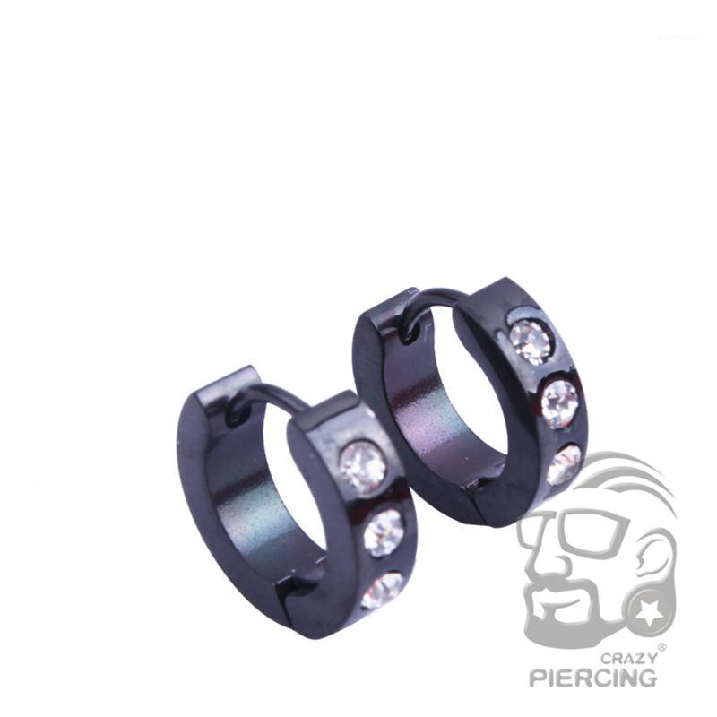 

clear crystal hoop earrings black and steel body jewelry piercing earrings for women party gift 2 pcs/lot1