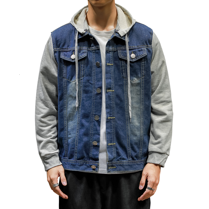

Men's New Windproof Street Sewing Denim Jacket Size Big Fashion Tide Mark Quality Thin Clothes Tknl, Blue