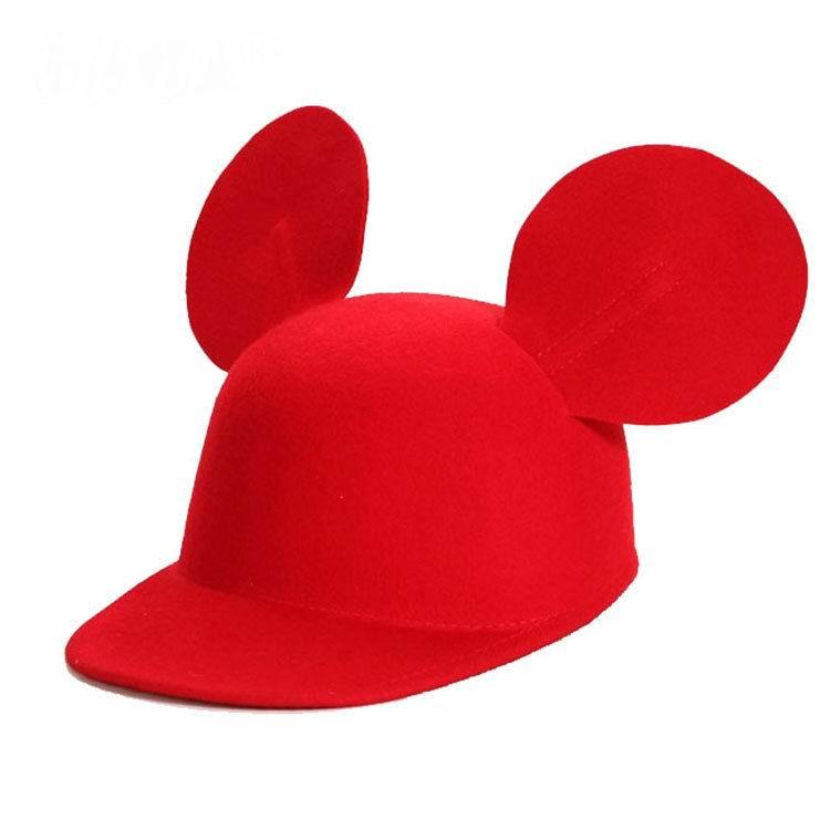 

New 2020 Brand Fashion Cute Cats Mouse Hats For Women Big ears Fedoras Ladies Chapeu Feminino Cashmere Caps Female Free Shipping, Black