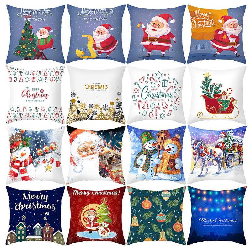 

Cartoons Christmas Pillow Case Home Decoration Cushion Cover Christmas Decorative Pillows Cover Sofa Living Room Pillowcase Xmas