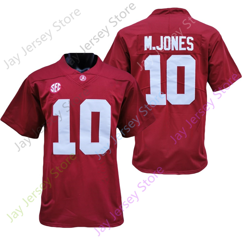 

2020 New NCAA Alabama Crimson Tide Jerseys 10 Mac Jones M.Jones College Football Jersey Size Youth Adult Red White, As pic