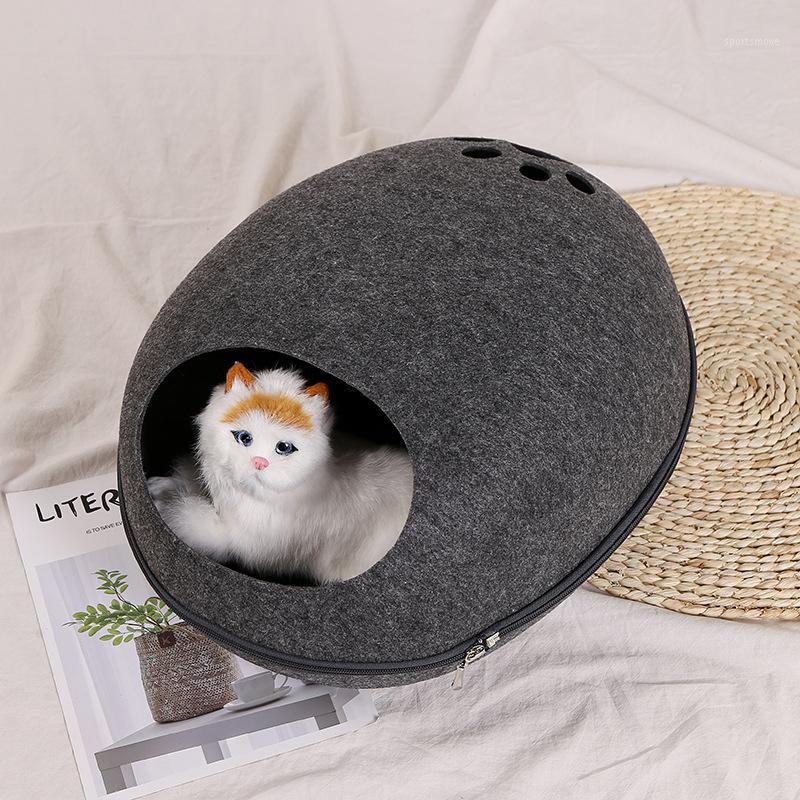 

Pet Cat Bed Cave Sleeping House Nest Kennel Felt Cloth Zipper Pet Cat Basket Egg Shape Bed Mat Cushion For Cats Small Dogs1