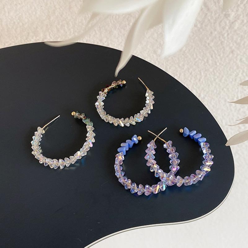 

Korea Elegant Big Earring Women Wedding Purple Crystal Hoop Earring Pendant Wedding Transparent Jewelry Wholesale Hypoallergenic1