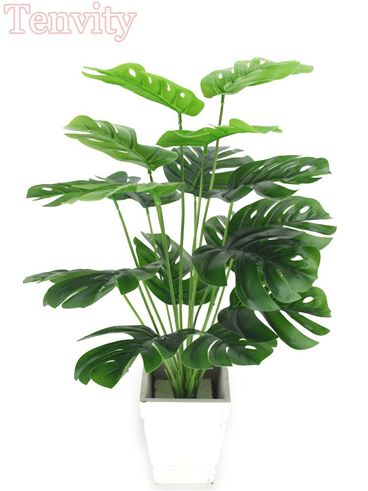 

Artificial Plants Green Palm Leaves Monstera Home Garden Living Room Bedroom Balcony Decoration Tropical Plastic Fake Plant Long, 1 leaf green
