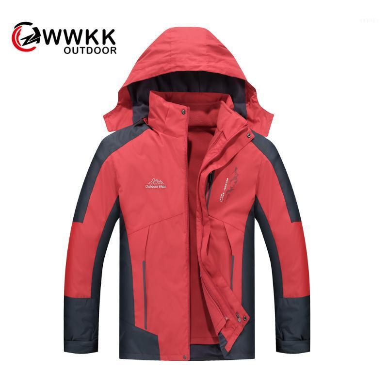 

Outdoor Three-in-one Jacket Two-piece Suit Mountaineering Hiking Travel Waterproof Windproof Detachable Hat Inner Fleece Old1, Rose
