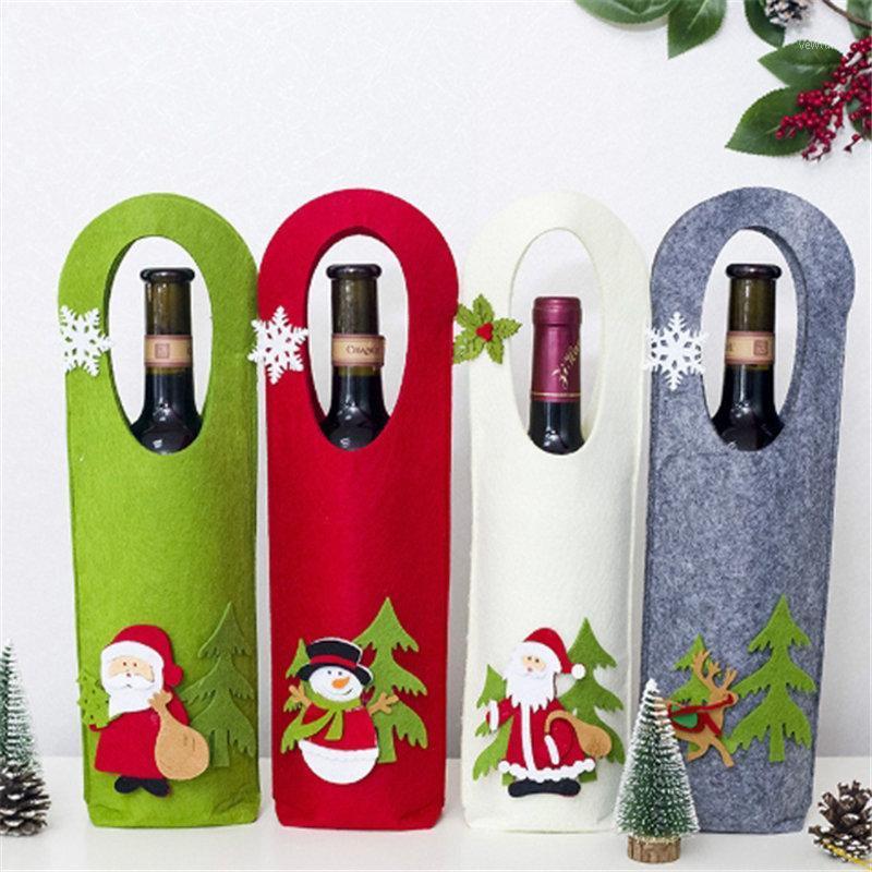 

Christmas Wine Bottle Popular Cartoon Wool Felt Cover Santa Claus Elk Shape Champagne Gift Holders New Years Xmas Party Supplies1