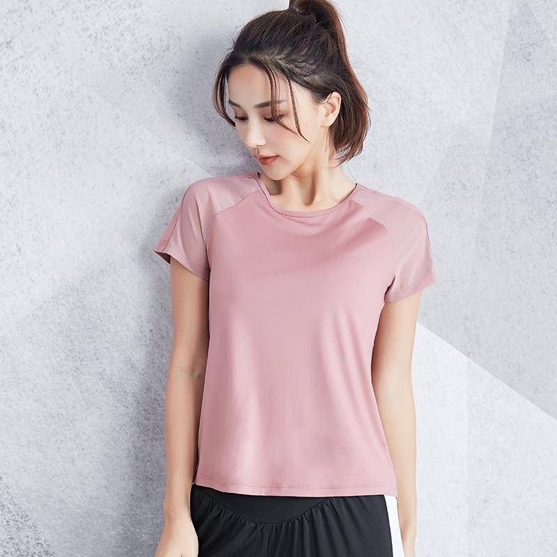 

VANSYDICAL Yoga Tops Women Mesh Patchwork Sport T Shirt Gym Fitness Solid Clothes Short Sleeve Running Shirt Sportwear Femme1, Fbk20175