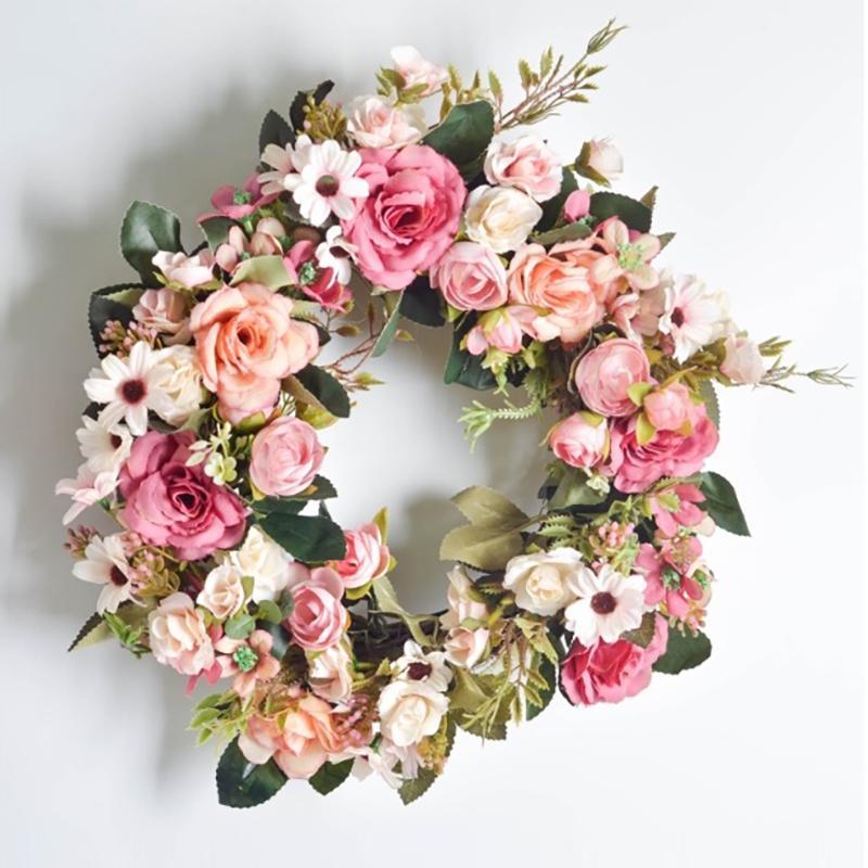 

40x40cm Rose Artificial Flower Rose Garland Silk Flower Wedding Party Home Decoration High Quality Simulation Fake1, As pic