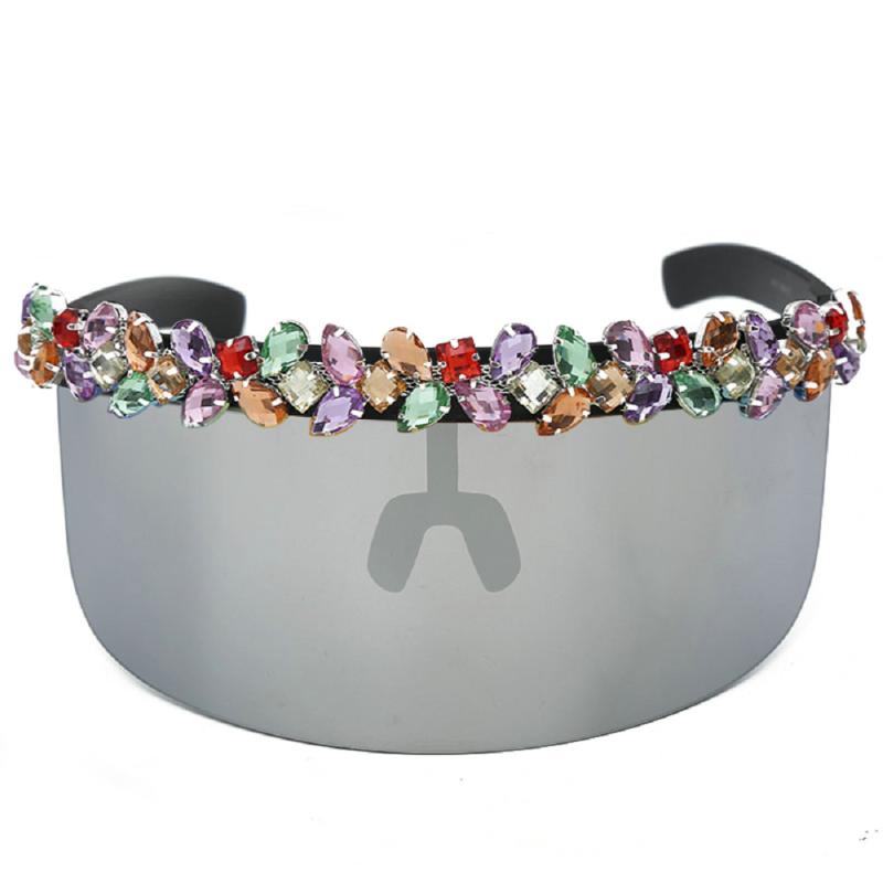 

Vintage Oversize Shield Visor Sunglasses Women Flat Top Mask Mirrored Shades Men Windproof Eyewear Fashion Bling Sunglasses NX