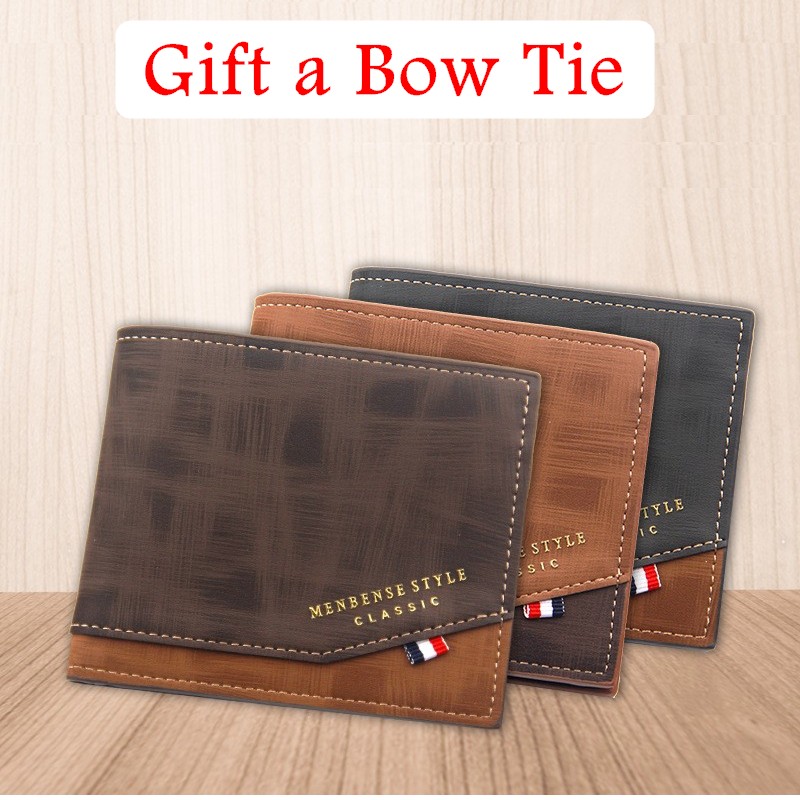 

Men Wallet PU Leather Business Foldable Wallet Luxury Billfold Slim Hipster Panelled Credit Card Holders Inserts Coin Purses Vintage Walltes, 3301-5 black
