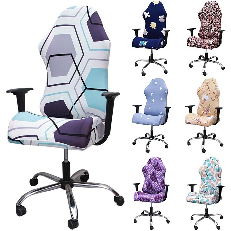 

1set Elastic Gaming Chair Cover Split Spandex Office Chair Cover Printed Armchair Slipcover for Computer Household Slipcovers